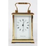 A brass miniature carriage timepiece, the enamelled dial inscribed Shortland Bowen,