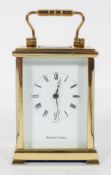 A brass miniature carriage timepiece, the enamelled dial inscribed Shortland Bowen,