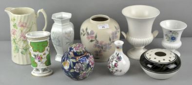 A collection of assorted ceramics including Wedgwood and Jersey pottery vases,