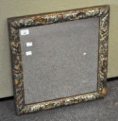 Renaissance style, carved and painted framed mirror,