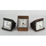 Three folding alarm clocks, 2 x Smiths,