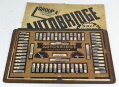 A novelty Auto Bridge playing board, made in USA,