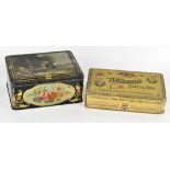 A vintage Whitmans Sumpter chocolate box and biscuit tin