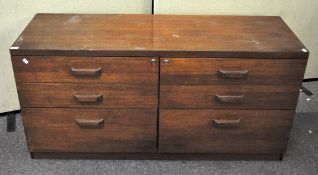 A late 20th century teak wood six drawer sideboard,