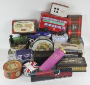 A collection of various vintage biscuit and sweet tins, in three boxes,