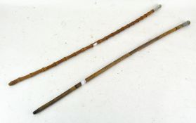 Two Military swagger sticks, one being from the Royal Fusiliers,
