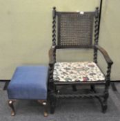A late 19th/early 20th century oak armchair, 105cm high,