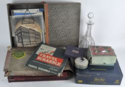 Assorted items to include vintage board games, tray,