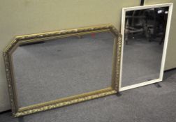 A large gilt framed over mantle mirror, 103cm wide,