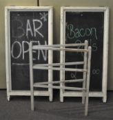 Two large vintage blackboard "A" boards advertising signs