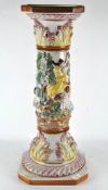 A vintage Italian ceramic plant stand/torchere, in the majolica style,