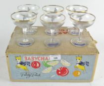 A 1960's Babycham 'Party' pack box with six glasses