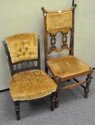 Two 19th century chairs with similar upholstery, one oak,