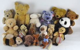 Two boxes of assorted teddy bears and soft toys,