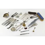 A mixed collection of silver plated items, mostly flatware,