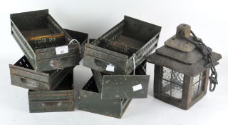 Assorted items, including six metal trays, indistinctly marked to insides, FSG 26, C Ltd, 1958;