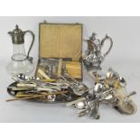 A collection of silver plated items,