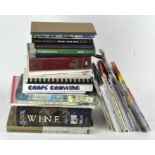 A group of wine tasting related books and a set of professional wine tasting aromas