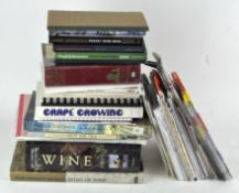 A group of wine tasting related books and a set of professional wine tasting aromas