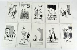 A group of ten Mcleod original pen and ink football artwork drawings (Scottish cartoonist)