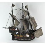 A novelty wooden model of a 15th century style Galleon,