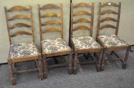 A set of four mid-century 'Dinette' dining chairs, with brown tap pattern,