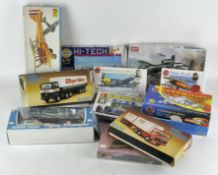 An assortment of model Matchbox airplane kits,