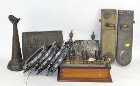 A quantity of mixed collectables, including door locks, stage lights,