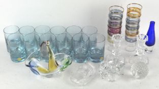 A collection of 'Moser' Czech drinking glasses and other glassware