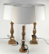 A modern Chinese blue and white lamp base and three other lamps,