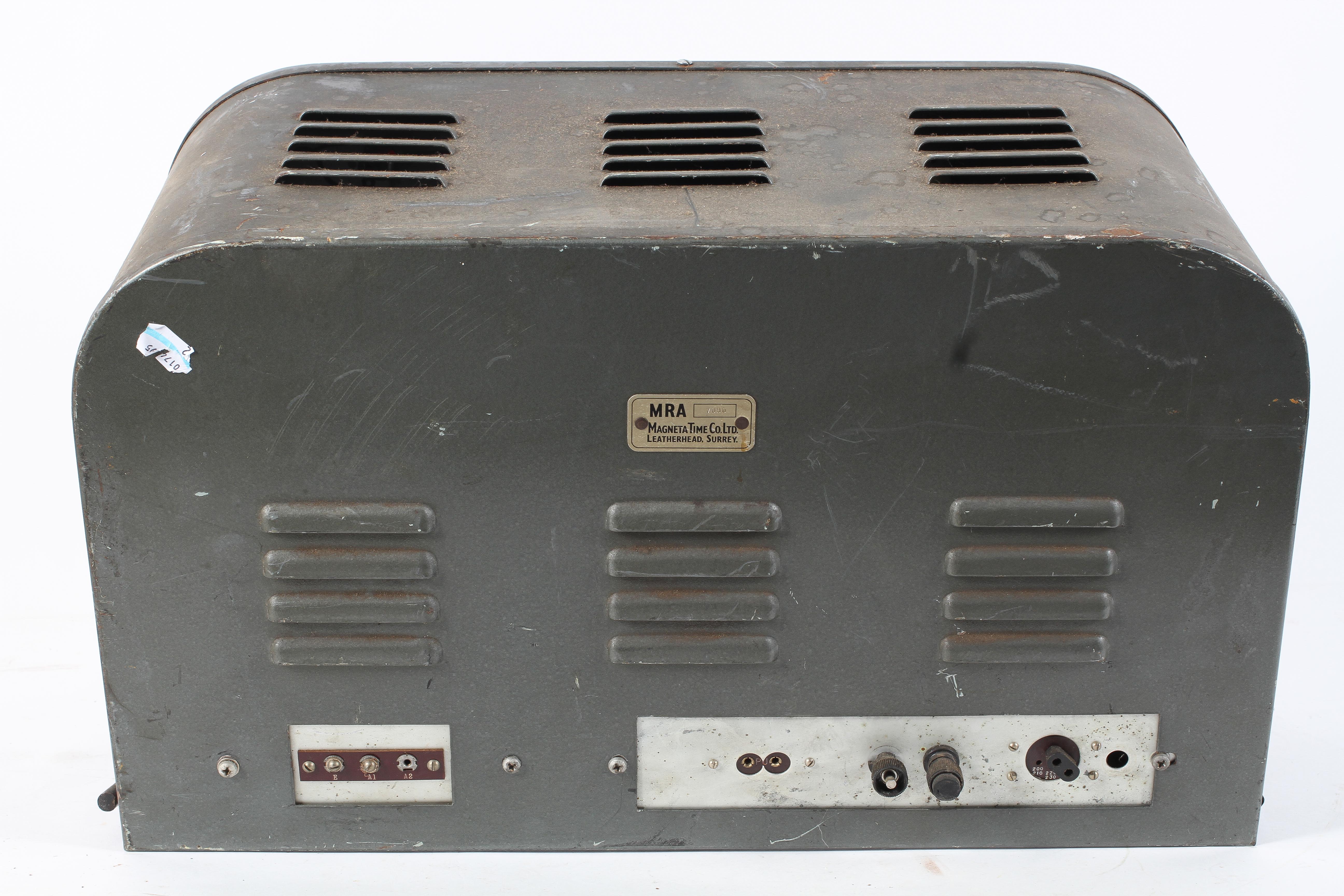 A Naffi radiogram, in grey/blue metal case, with Magneta Time Co Ltd label verso, - Image 2 of 2