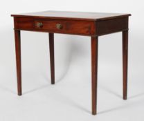 A Victorian mahogany side table, with a single drawer and tapering square section legs,