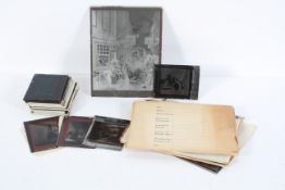 A collection of magic lantern slides, mainly images of paintings by Hogarth and others,