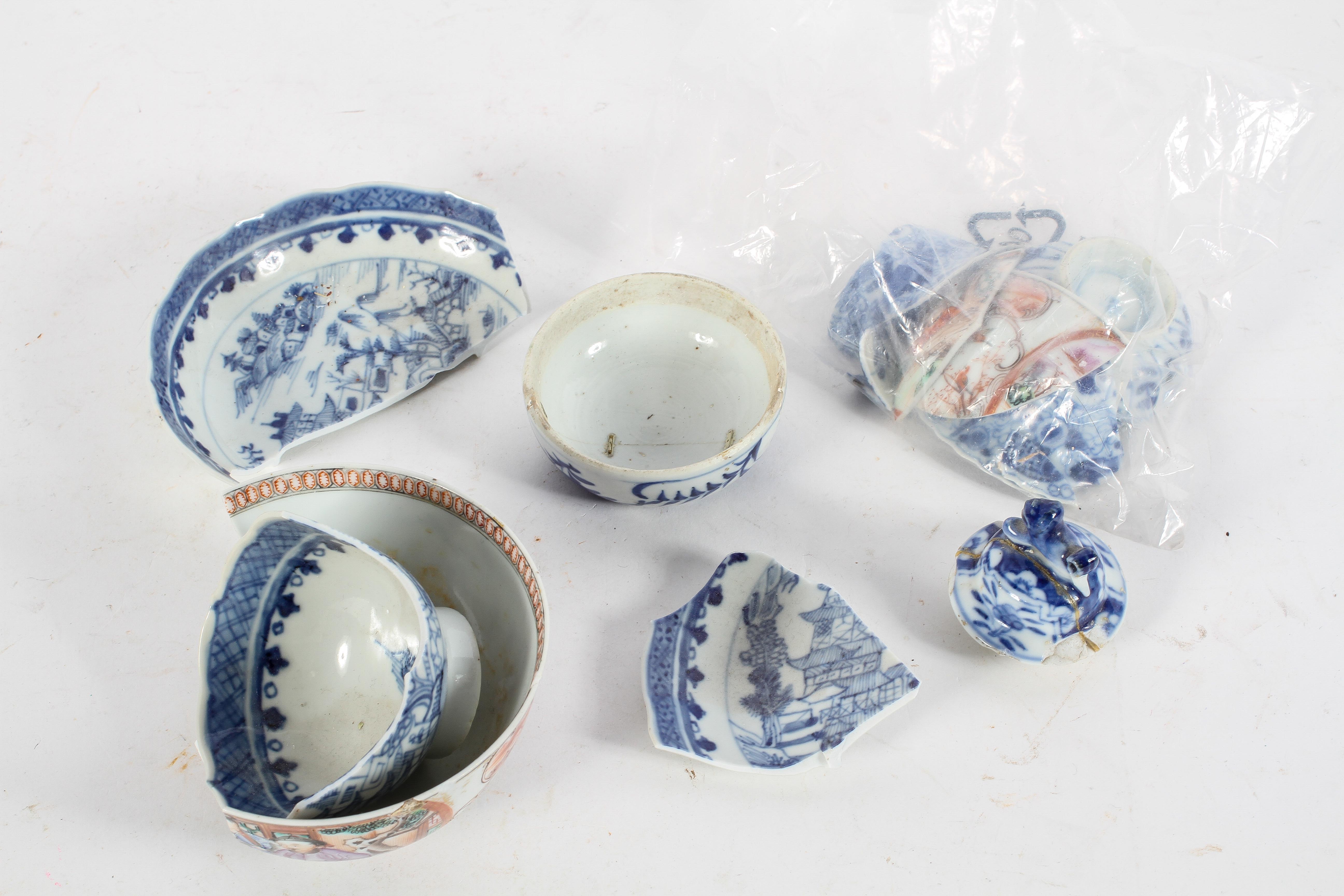 A collection of Chinese blue and white wares, of various dates, including plates, bowls, - Image 2 of 2