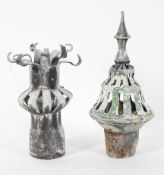 Two Victorian lead finials, with pierced decoration,