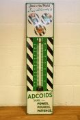 A Duckhams Adcoids enamel advertising thermometer, in black, white and green,