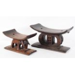 Tribal Art : An Ashanti stool, the shaped seat on a pierced base,