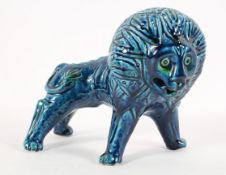 Alvino Bagni, Italian 1960's vintage pottery lion by Rosenthal Netter, finished in a blue glaze,