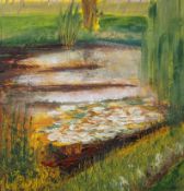 Liz Polunin, Pond at Seale, oil on board, signed lower right,