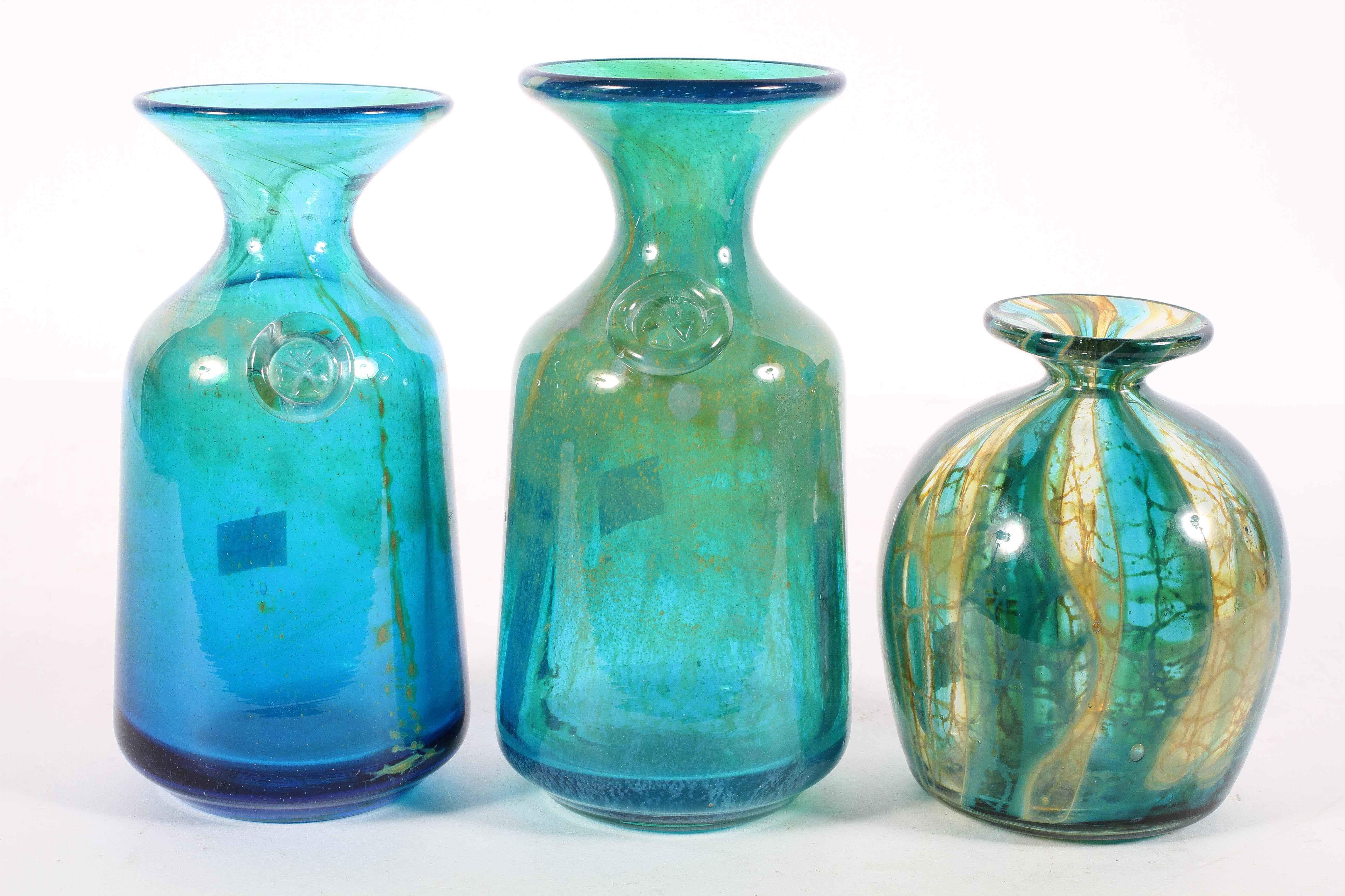 Three Mdina glass vases,