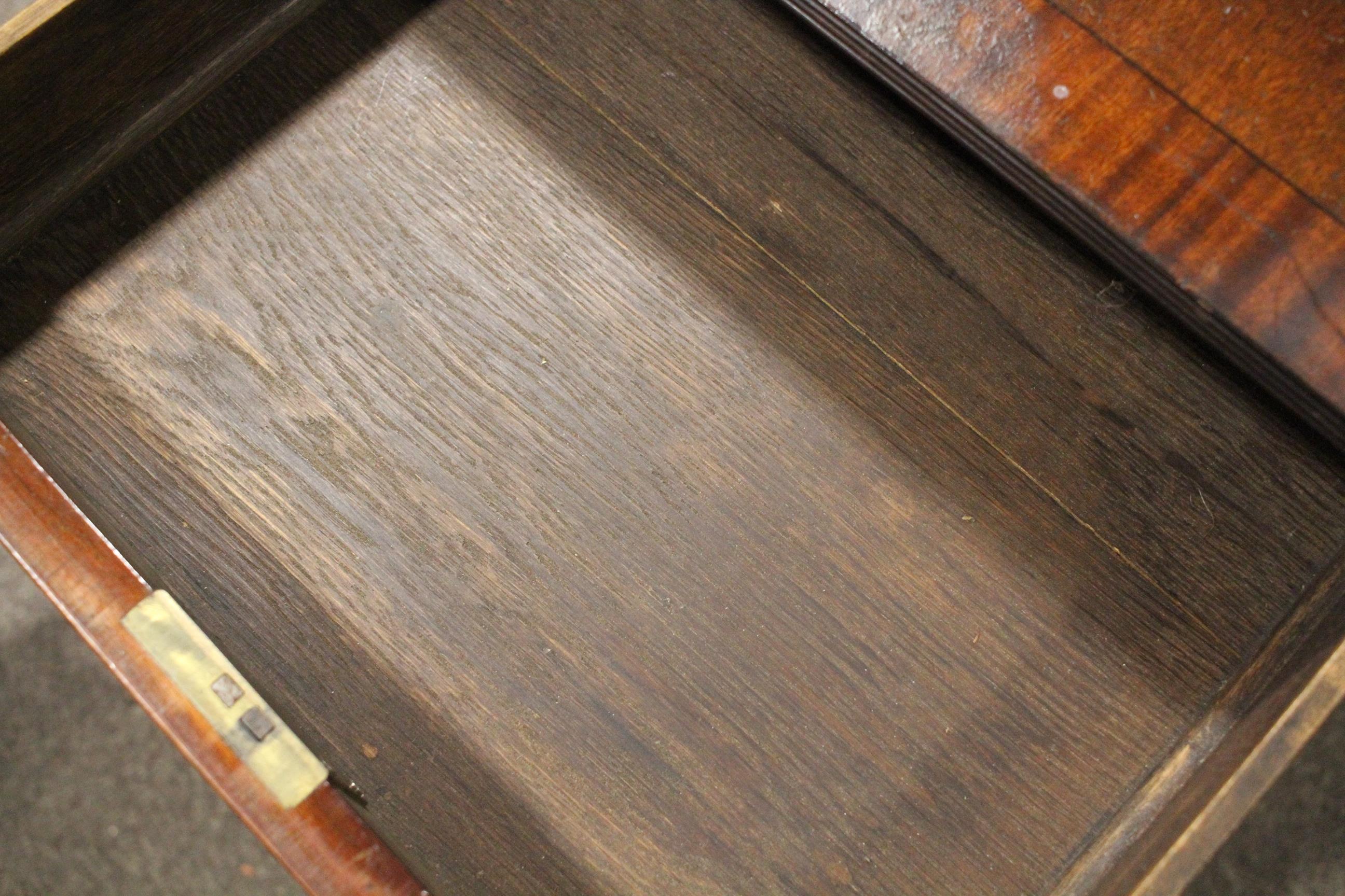 A Regency style mahogany and cross banded sofa table, drop leaves and two true drawers, - Image 9 of 11