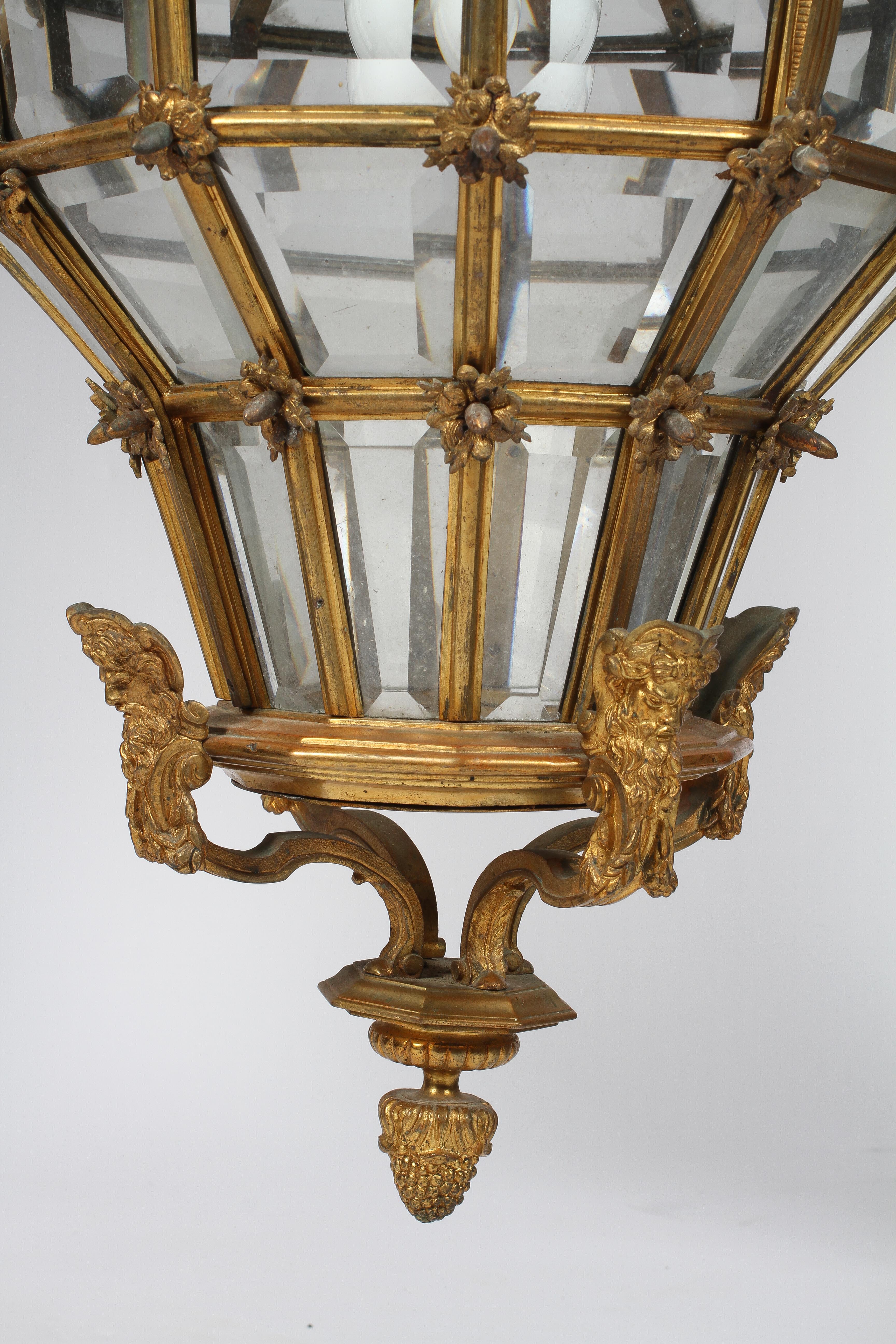 A French ormolu ceiling lantern, possibly late 19th century, of dodecahedral form, - Image 2 of 14