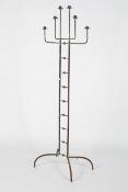 An early 20th Century Art Deco ecclesiastical galvanized steel floor standing candelabra