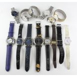 A collection of thirteen wristwatches of variable designs and brands together with a watch case