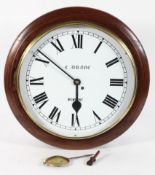 A fusee wall clock, the white painted 30cm dial inscribed by C.Dunne, Newport,