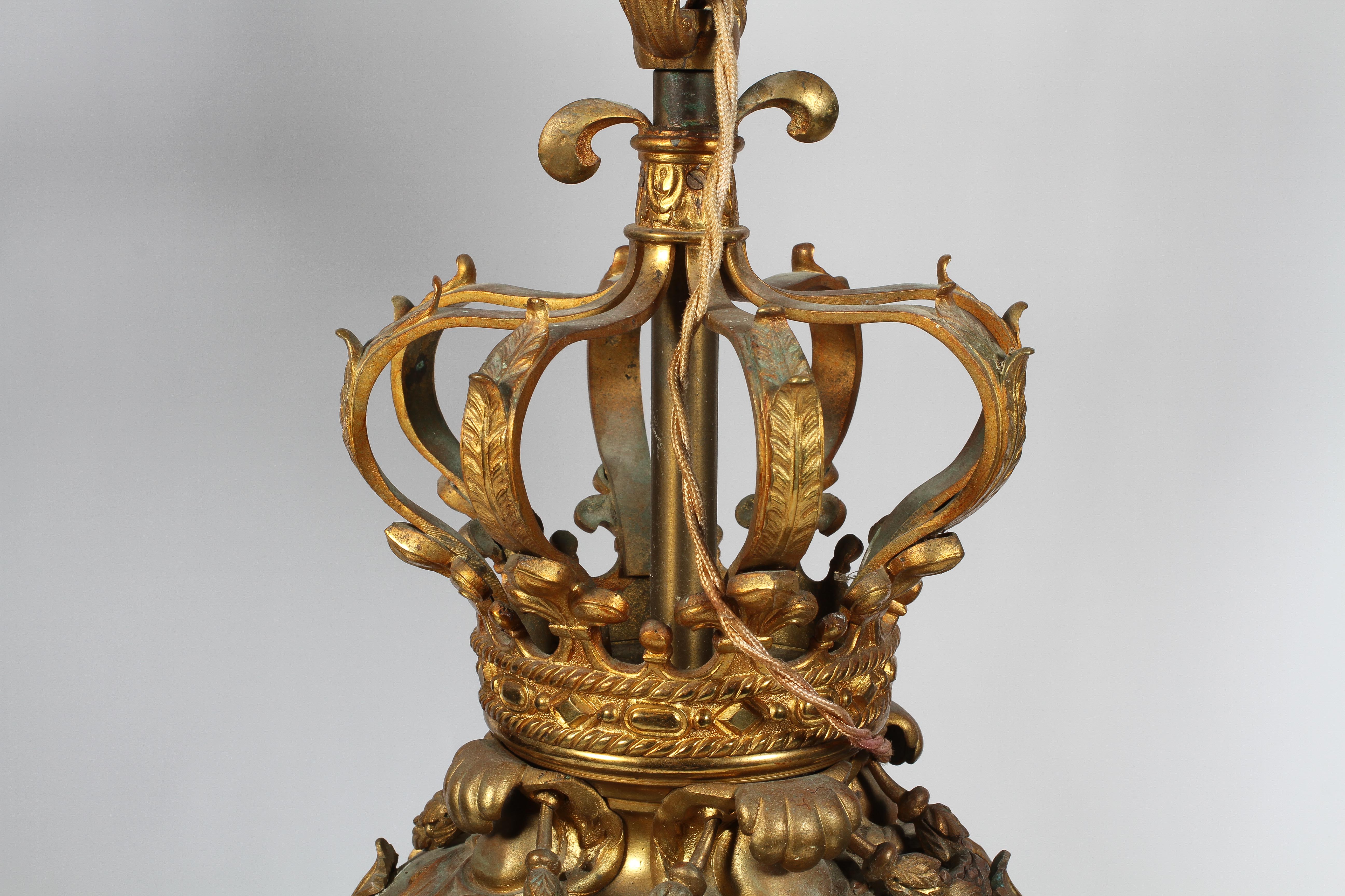 A French ormolu ceiling lantern, possibly late 19th century, of dodecahedral form, - Image 4 of 14