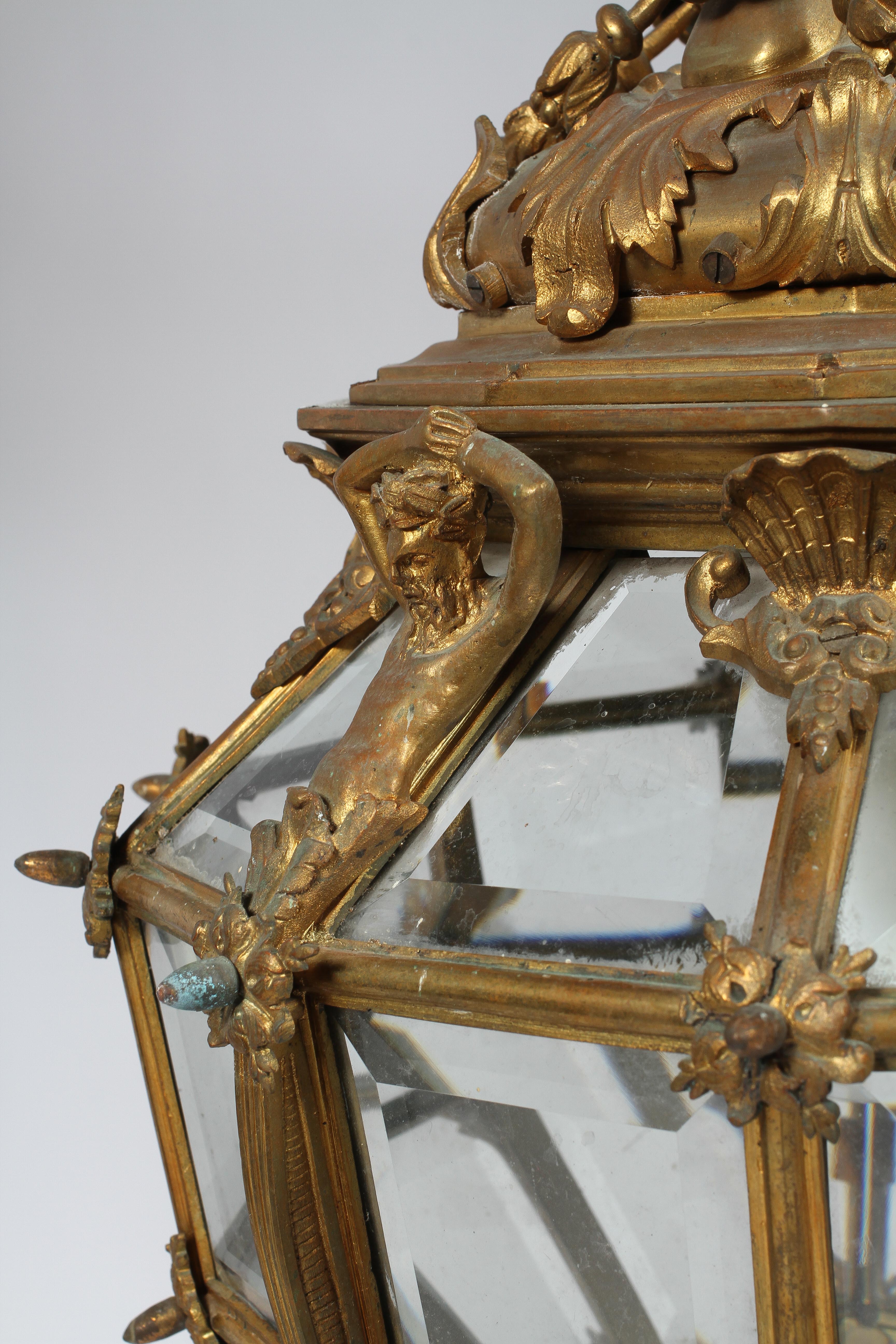 A French ormolu ceiling lantern, possibly late 19th century, of dodecahedral form, - Image 3 of 14