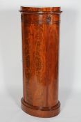 A Regency style walnut kidney shaped cabinet, the single door enclosing shelving,