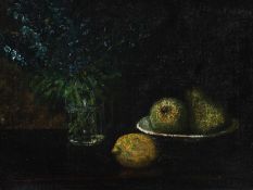 19th century style, Still Life of Fruit and Flowers, oil on canvas,