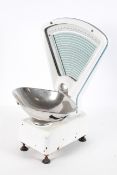 A set of vintage Weighmaster grocers scales, with a chrome bowl,